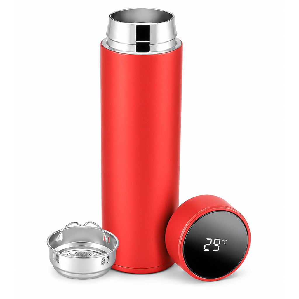 500ML LED Temperature Display Bottle, 304 Stainless Steel Thermos with Double Bottom, Smart Vacuum Insulated Water Bottle