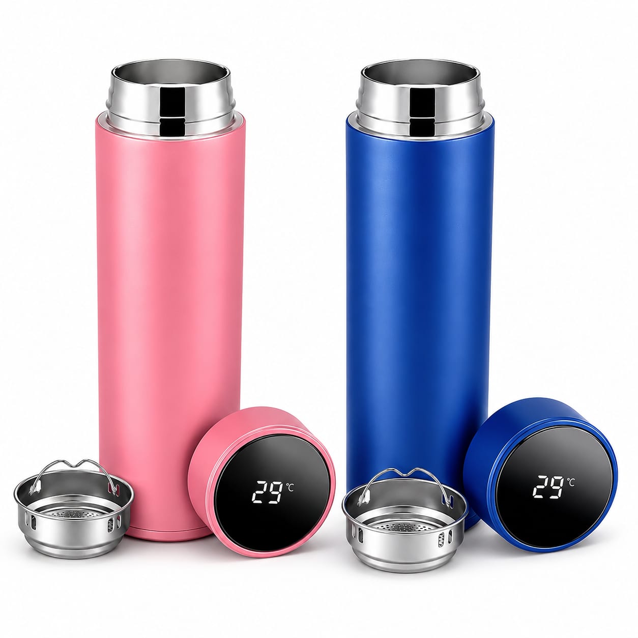 Bundle of two pink and blue stainless steel bottles