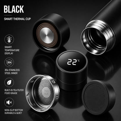 500ML LED Temperature Display Bottle, 304 Stainless Steel Thermos with Double Bottom, Smart Vacuum Insulated Water Bottle