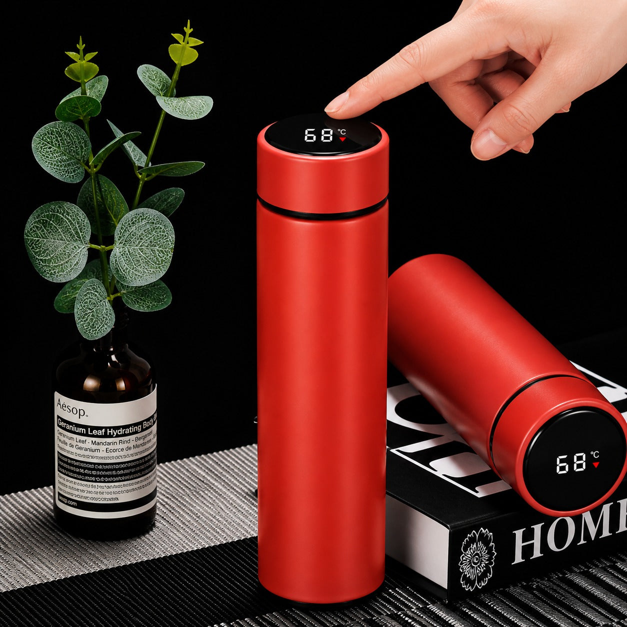500ML LED Temperature Display Bottle, 304 Stainless Steel Thermos with Double Bottom, Smart Vacuum Insulated Water Bottle
