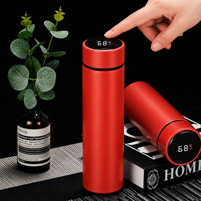 500ML LED Temperature Display Bottle, 304 Stainless Steel Thermos with Double Bottom, Smart Vacuum Insulated Water Bottle