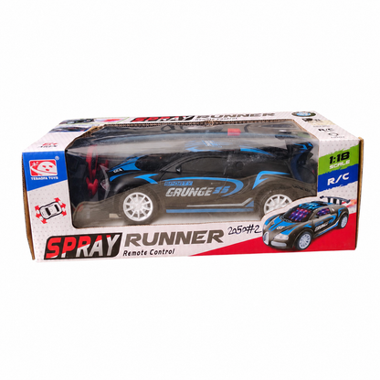 Spray Runner Remote Control Car for Kids – 1:18 Scale Remote Control Racing Car with LED Lights & Spray Effect | Rechargeable