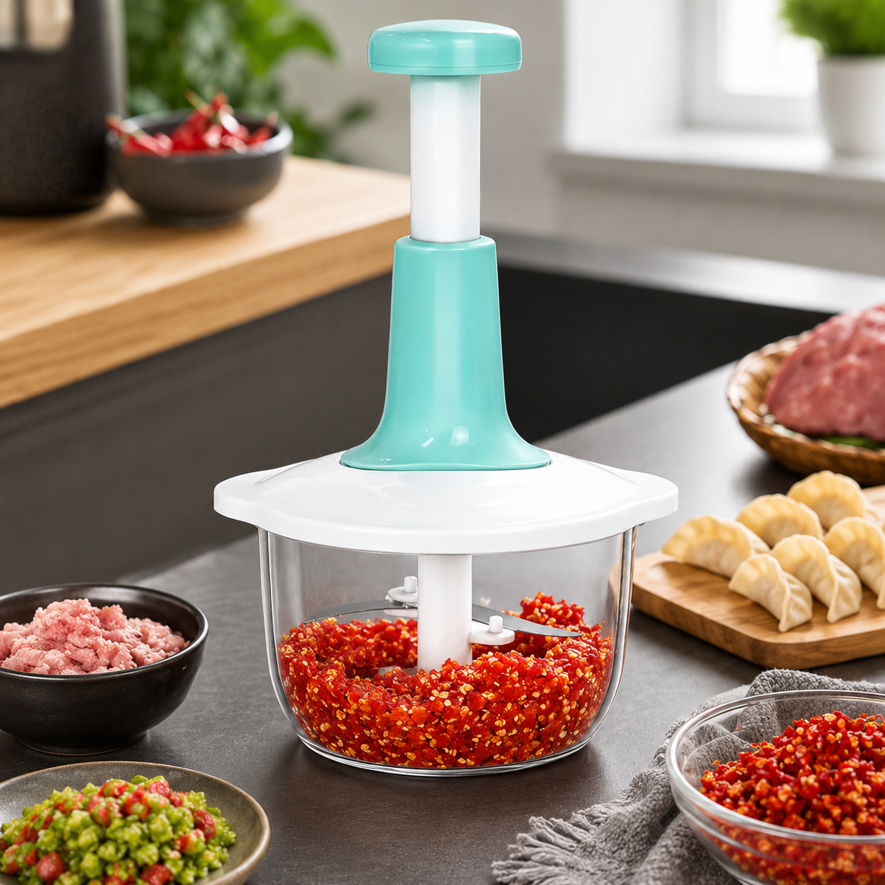 3-Blade Portable Food Chopper for Vegetables, Fruits, Meat & Nuts