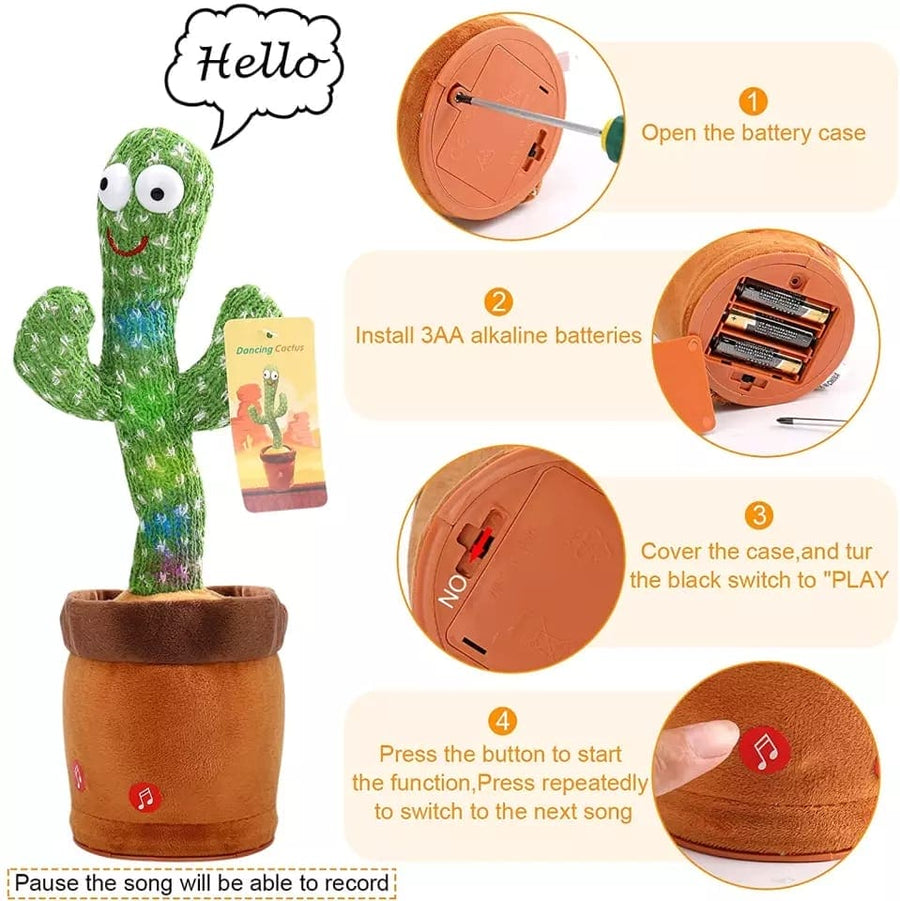 Lovely Talking Toy Dancing Cactus, Cactus Plus Toy, New Electronic Dancing Cactus, Luminous Recording Learning to Speak Twisting Kid Toy,  Kids Education Toy