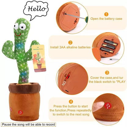 Lovely Talking Toy Dancing Cactus, Cactus Plus Toy, New Electronic Dancing Cactus, Luminous Recording Learning to Speak Twisting Kid Toy,  Kids Education Toy