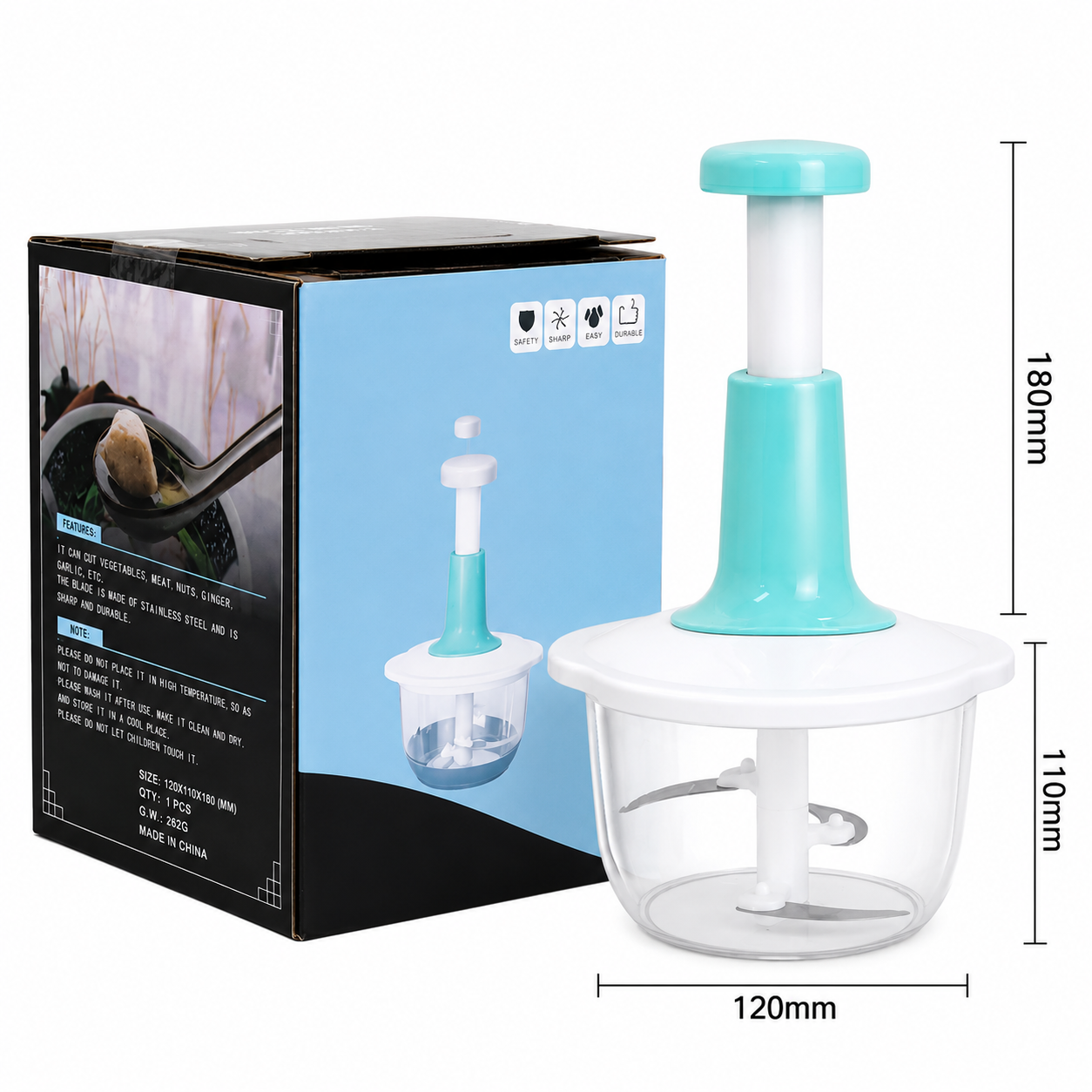 3-Blade Portable Food Chopper for Vegetables, Fruits, Meat & Nuts